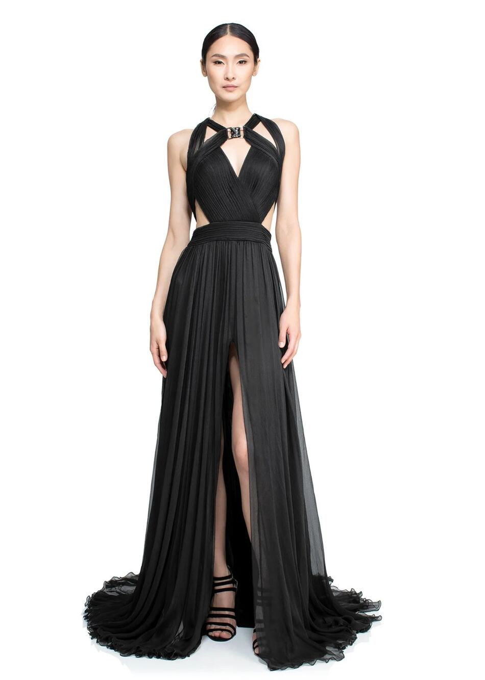 Tadashi Shoji Kendall Dress in Black with Crystal Embellishments in Size Small